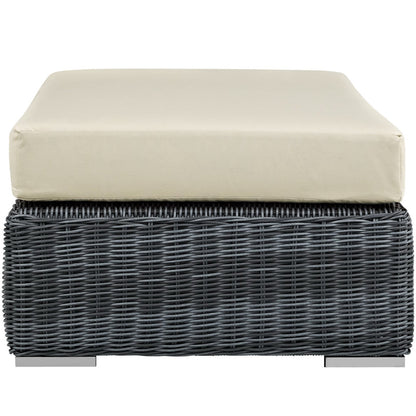 Summon Outdoor Patio Sunbrella Rectangle Ottoman in Canvas Antique Beige by Modway (1877)
