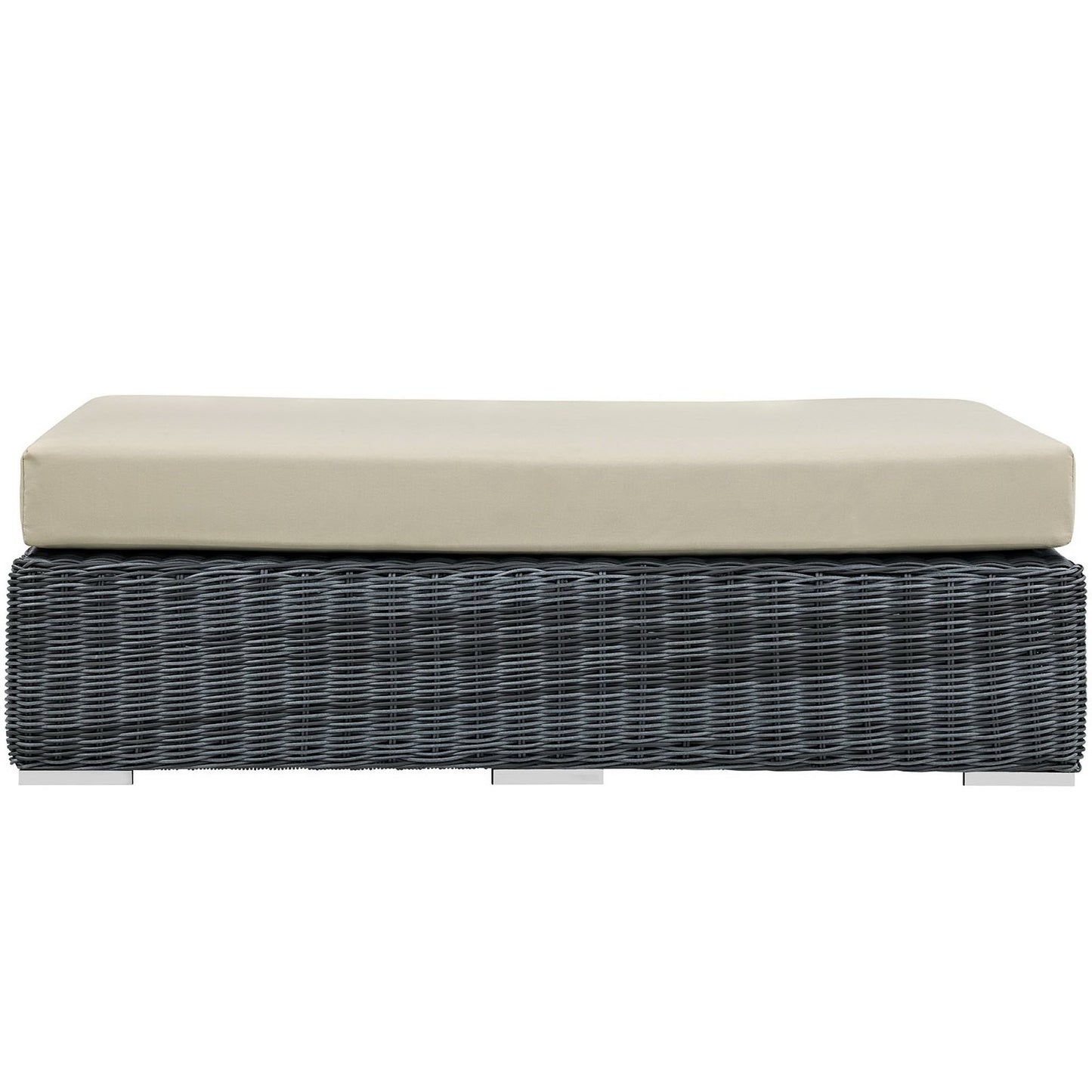 Summon Outdoor Patio Sunbrella Rectangle Ottoman in Canvas Antique Beige by Modway (1877)