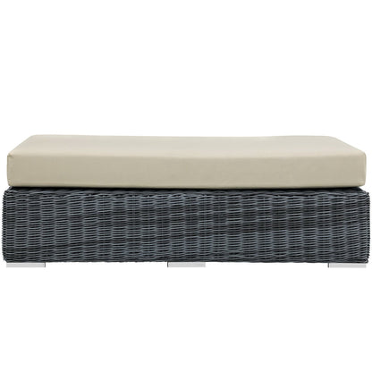 Summon Outdoor Patio Sunbrella Rectangle Ottoman in Canvas Antique Beige by Modway (1877)