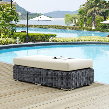 Summon Outdoor Patio Sunbrella Rectangle Ottoman in Canvas Antique Beige by Modway (1877)
