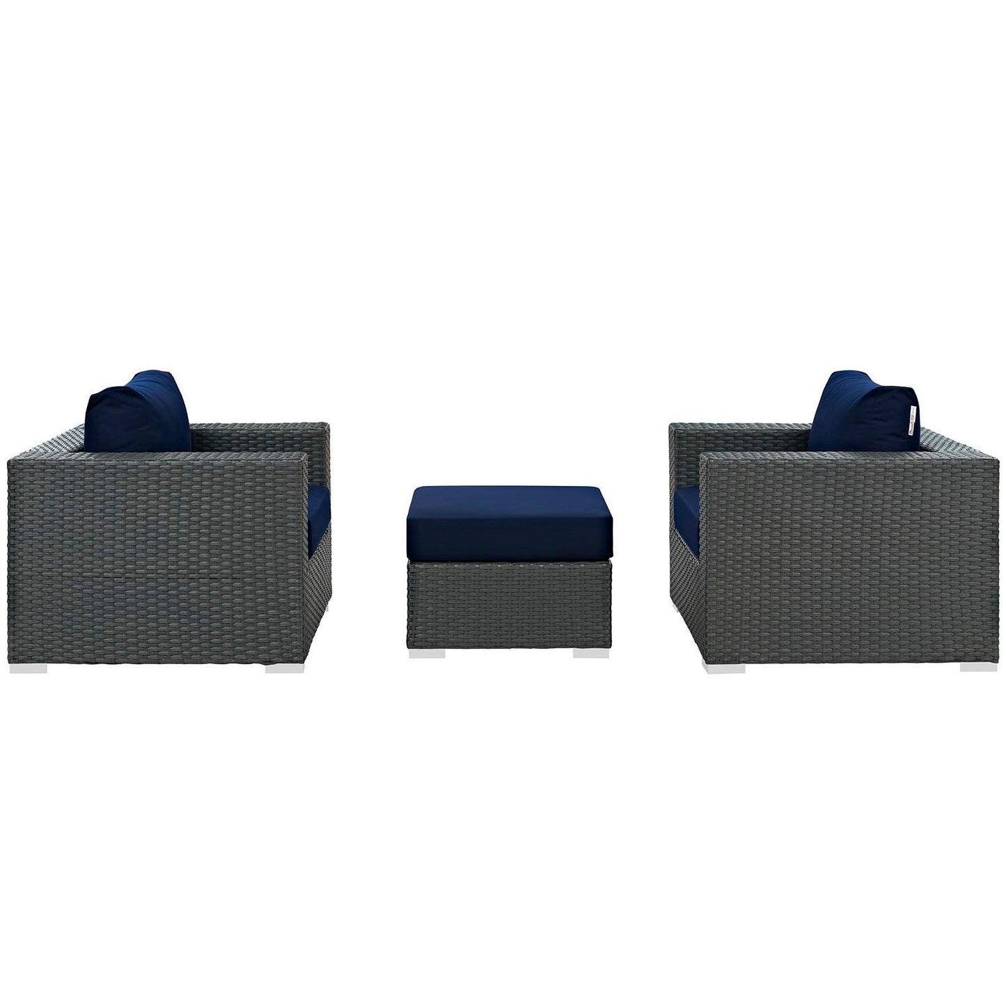 Sojourn 3 Piece Outdoor Patio Sunbrella Sectional Set in Canvas Navy by Modway (1891)