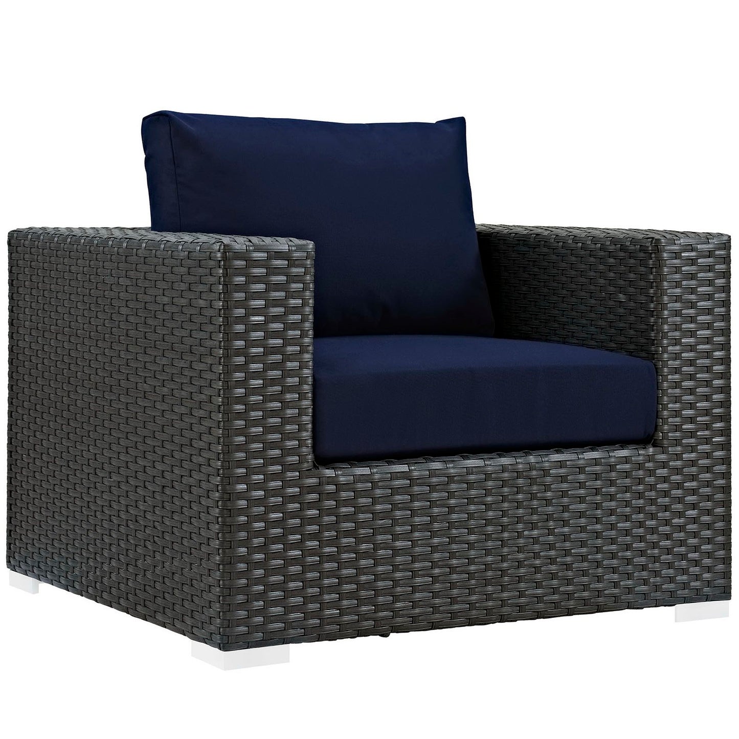 Sojourn 3 Piece Outdoor Patio Sunbrella Sectional Set in Canvas Navy by Modway (1891)