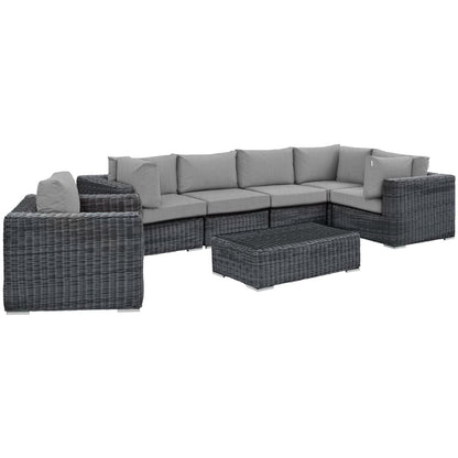 Summon 7 Piece Outdoor Patio Sunbrella Sectional Set in Canvas Gray by Modway (1892)