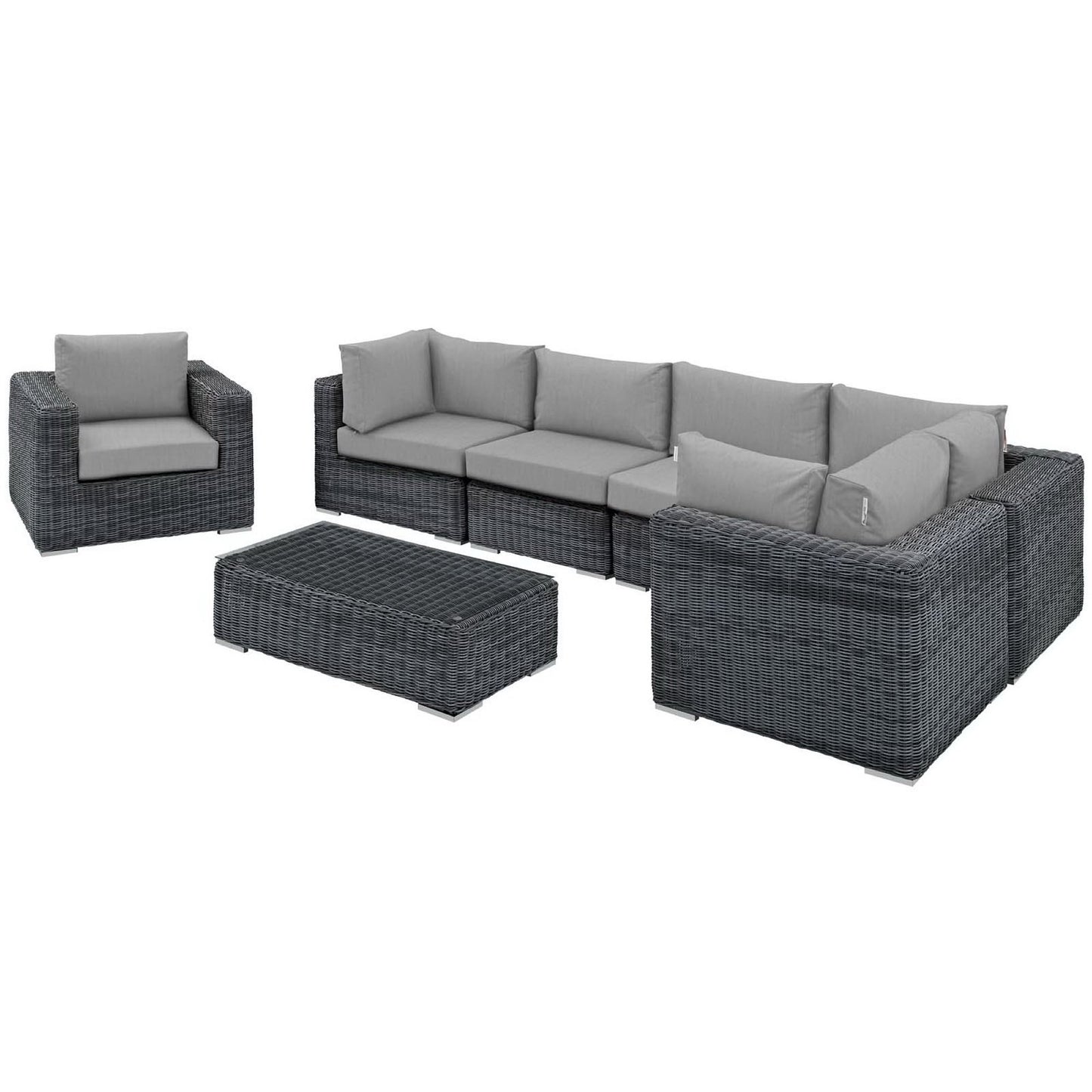 Summon 7 Piece Outdoor Patio Sunbrella Sectional Set in Canvas Gray by Modway (1892)