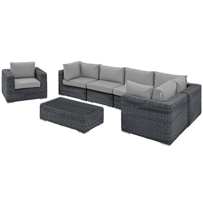 Summon 7 Piece Outdoor Patio Sunbrella Sectional Set in Canvas Gray by Modway (1892)