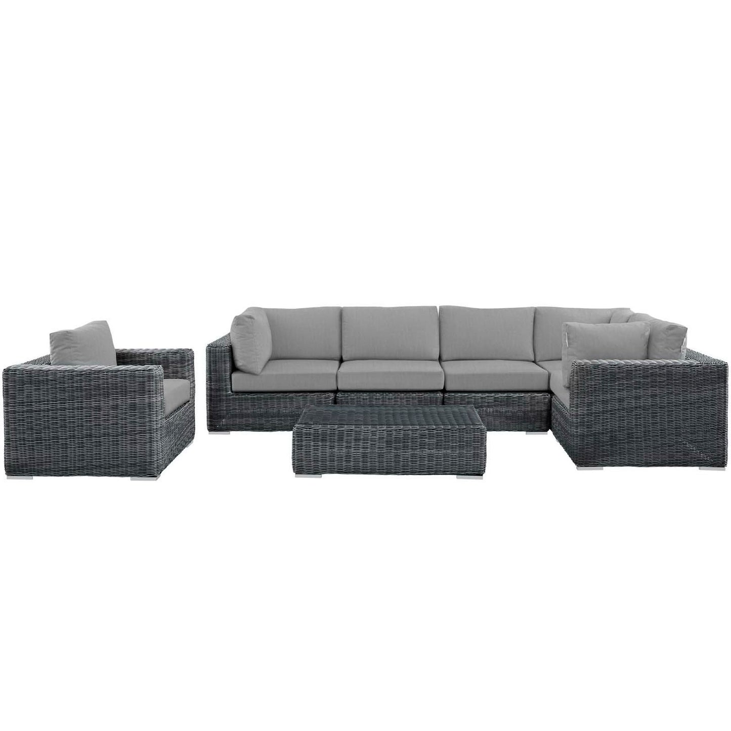 Summon 7 Piece Outdoor Patio Sunbrella Sectional Set in Canvas Gray by Modway (1892)