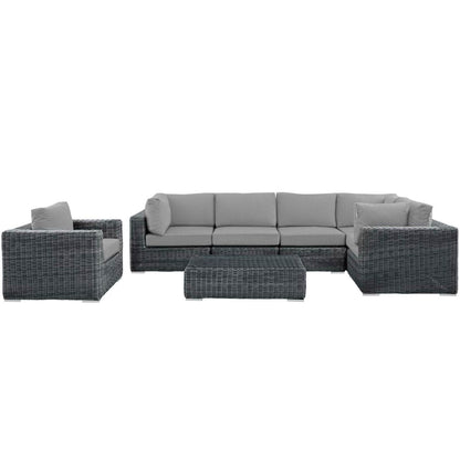Summon 7 Piece Outdoor Patio Sunbrella Sectional Set in Canvas Gray by Modway (1892)