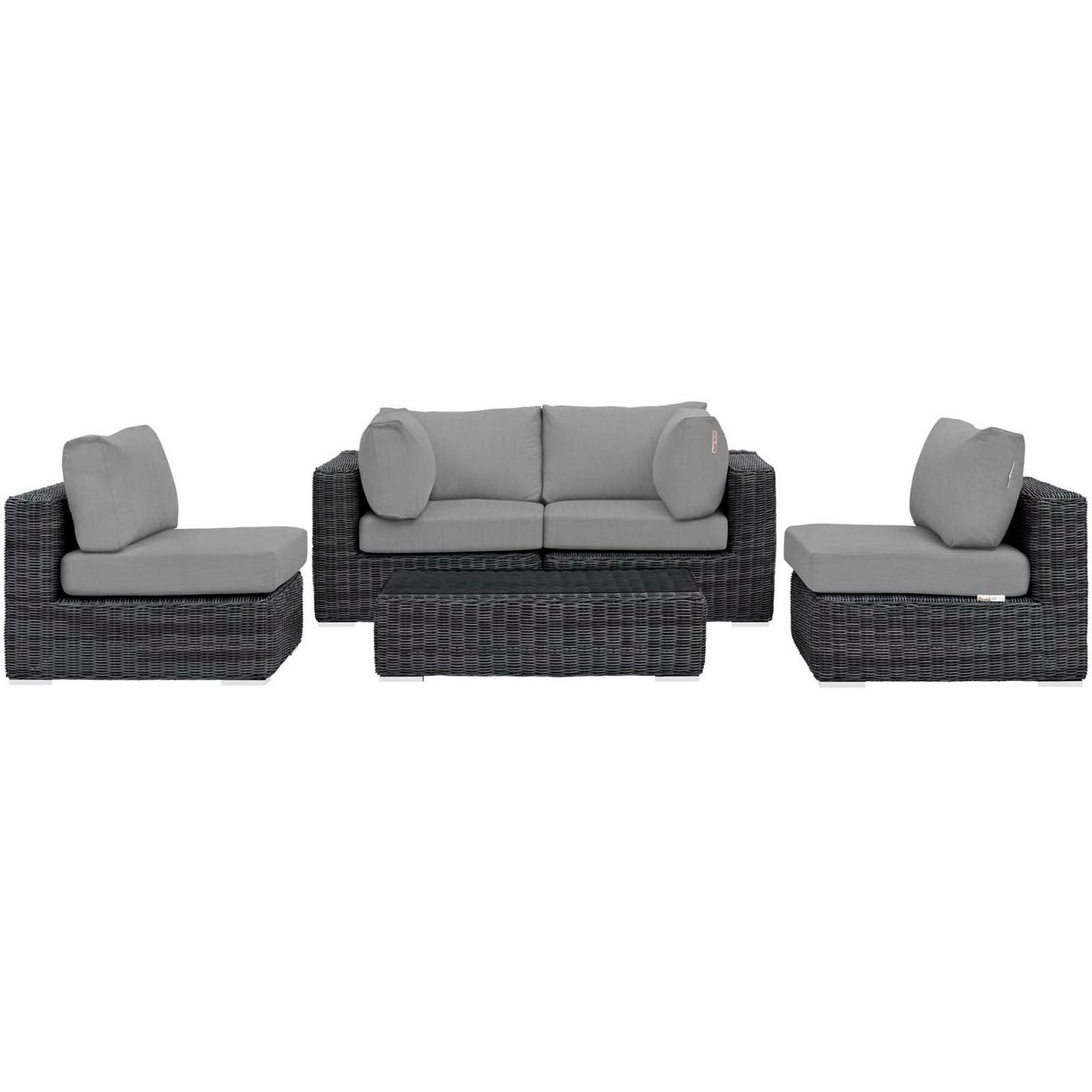 Summon 5 Piece Outdoor Patio Sunbrella Sectional Set in Canvas Gray by Modway (1896)