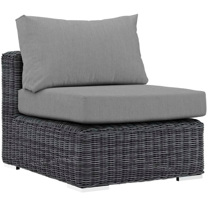 Summon 5 Piece Outdoor Patio Sunbrella Sectional Set in Canvas Gray by Modway (1896)