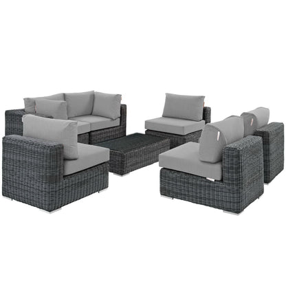 Summon 7 Piece Outdoor Patio Sunbrella Sectional Set in Canvas Gray by Modway (1897)