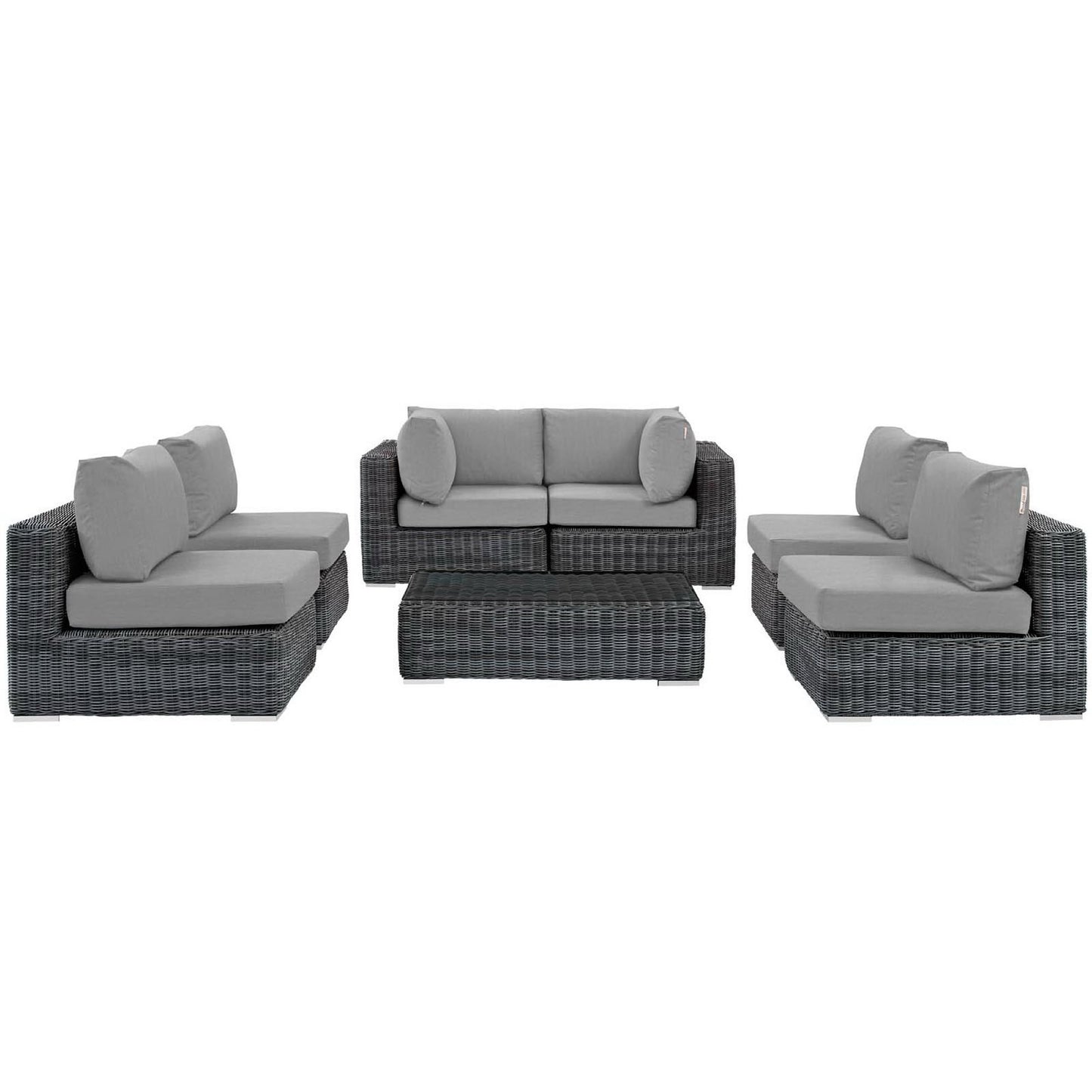 Summon 7 Piece Outdoor Patio Sunbrella Sectional Set in Canvas Gray by Modway (1897)