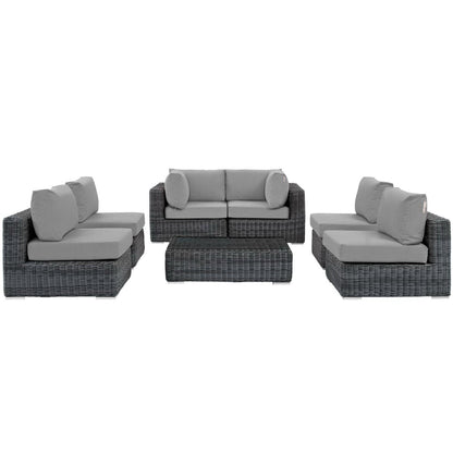 Summon 7 Piece Outdoor Patio Sunbrella Sectional Set in Canvas Gray by Modway (1897)