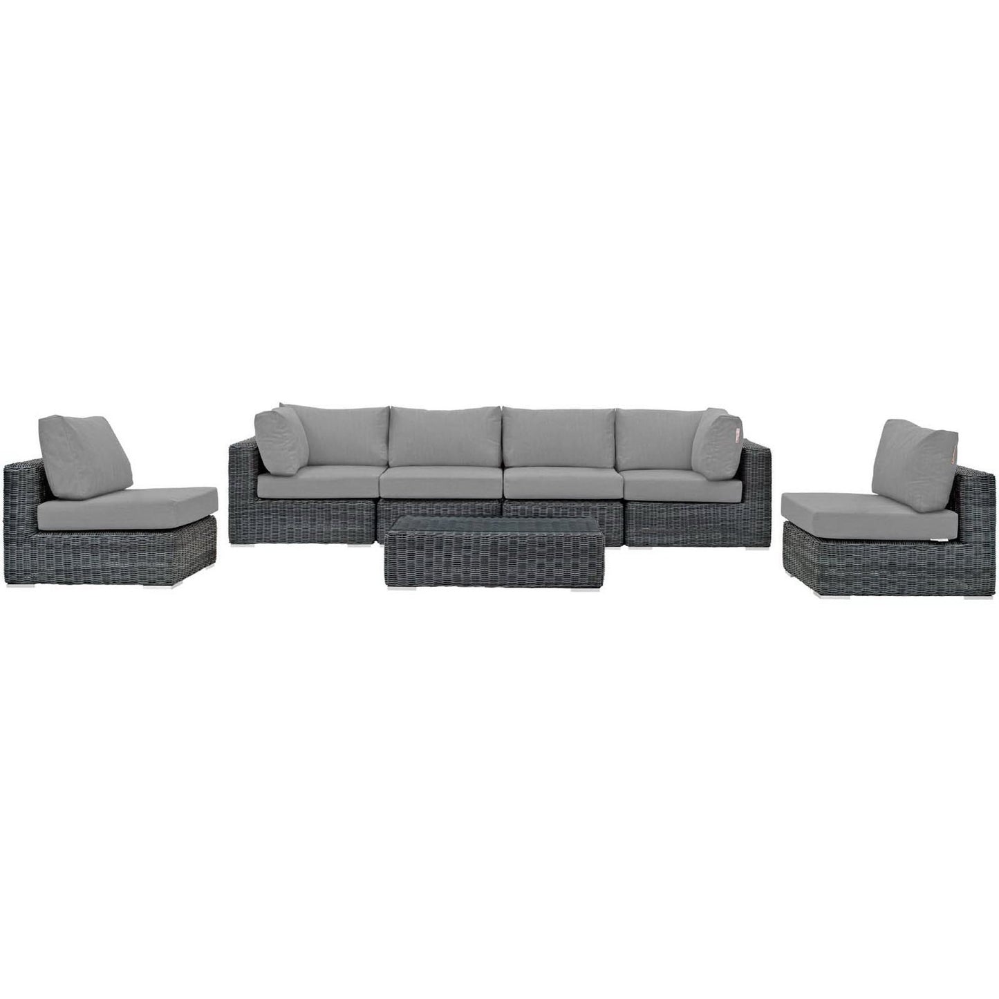 Summon 7 Piece Outdoor Patio Sunbrella Sectional Set in Canvas Gray by Modway (1897)