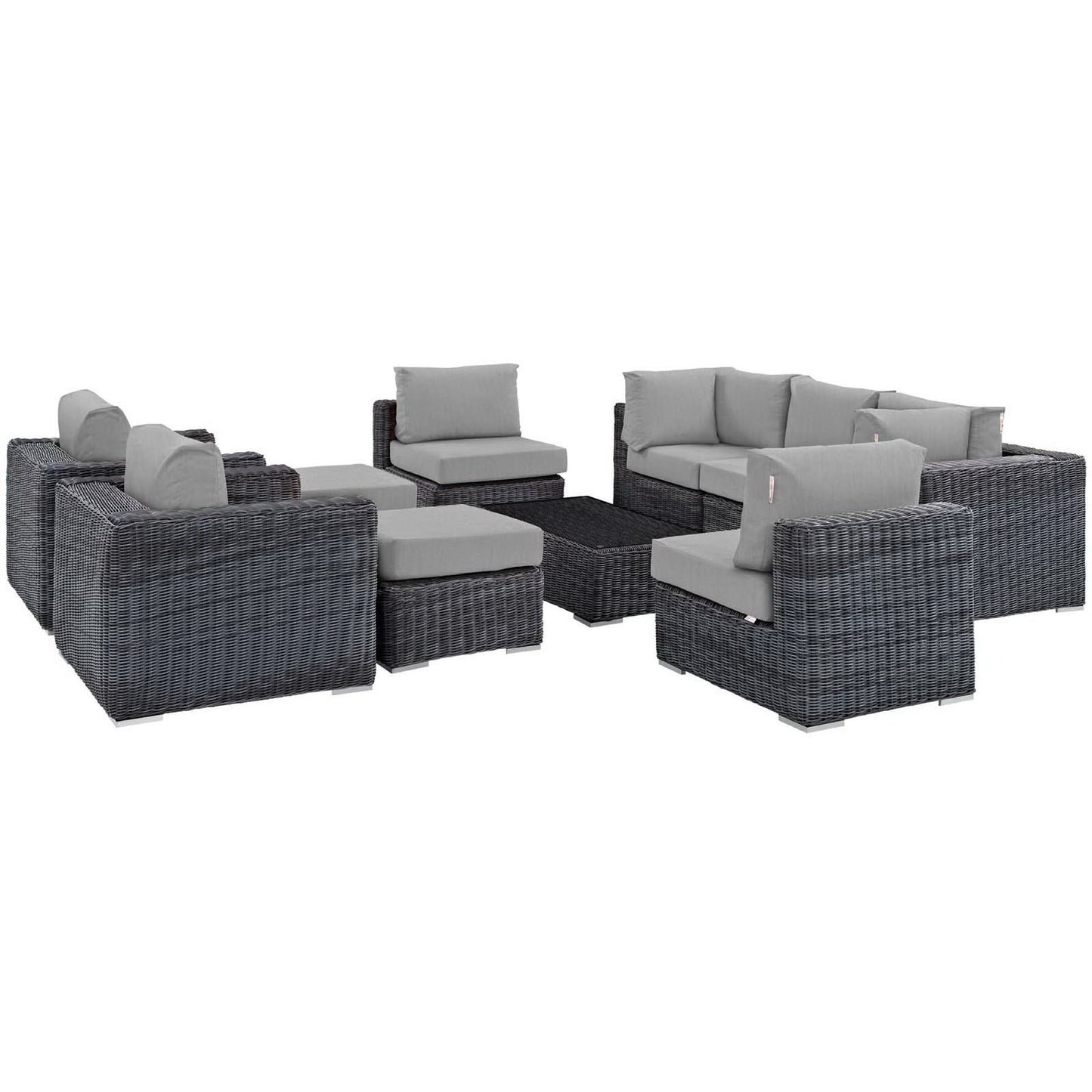 Summon 10 Piece Outdoor Patio Sunbrella Sectional Set in Canvas Gray by Modway (1902)