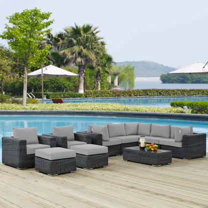 Summon 10 Piece Outdoor Patio Sunbrella Sectional Set in Canvas Gray by Modway (1902)