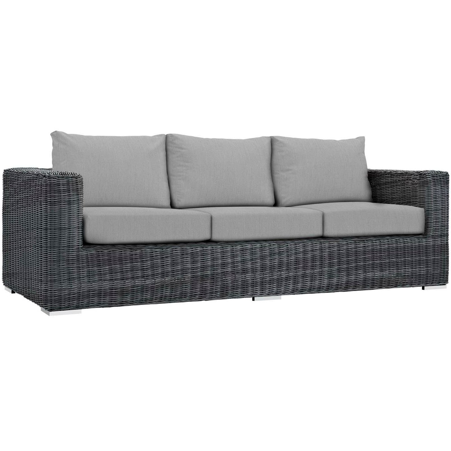 Summon 3 Piece Outdoor Patio Sunbrella Sectional Set in Canvas Gray by Modway (1903)