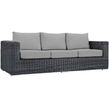 Summon 3 Piece Outdoor Patio Sunbrella Sectional Set in Canvas Gray by Modway (1903)