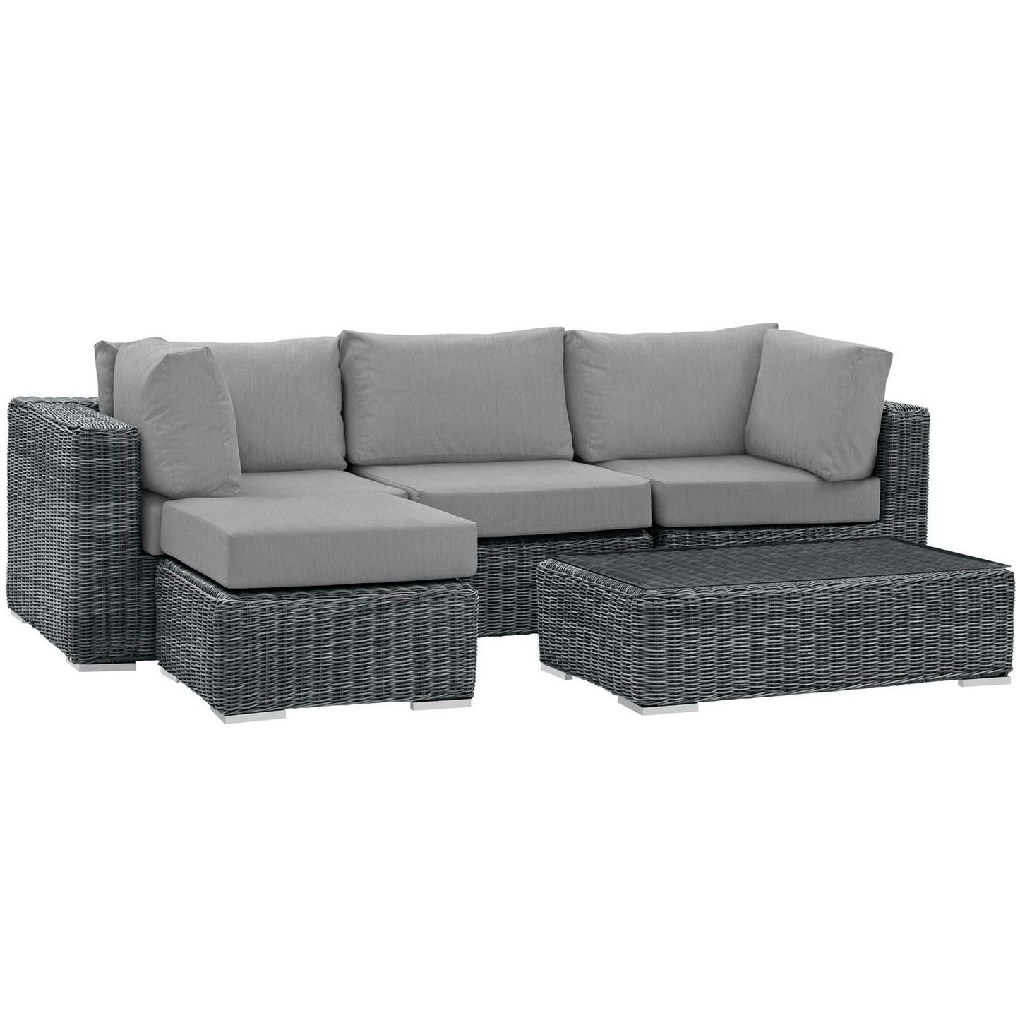Summon 5 Piece Outdoor Patio Sunbrella Sectional Set in Canvas Gray by Modway (1904)