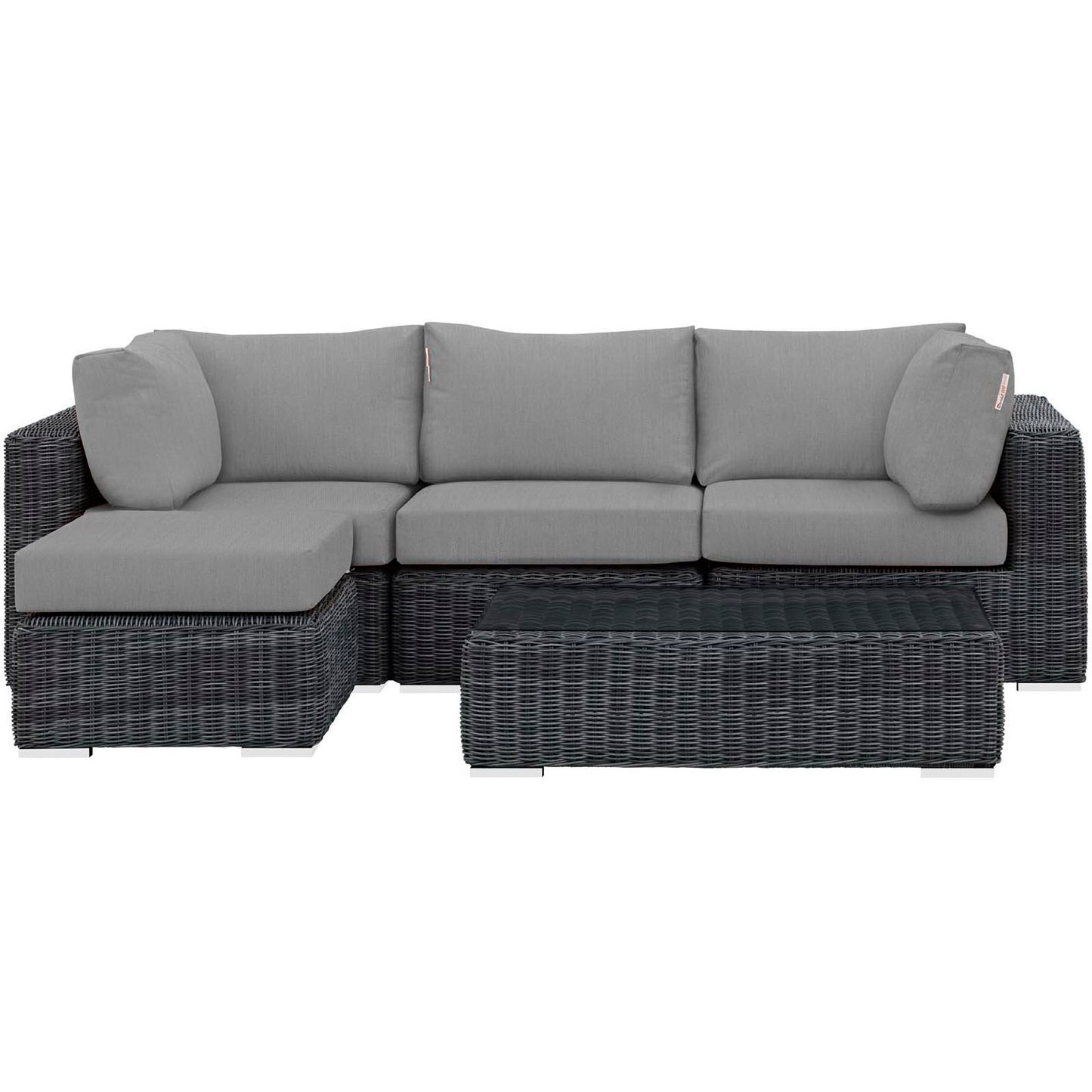 Summon 5 Piece Outdoor Patio Sunbrella Sectional Set in Canvas Gray by Modway (1904)