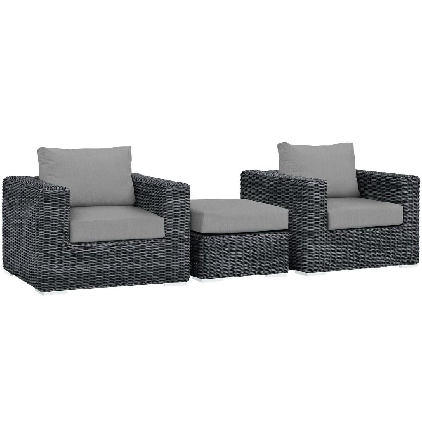 Summon 3 Piece Outdoor Patio Sunbrella Sectional Set in Canvas Gray by Modway (1905)