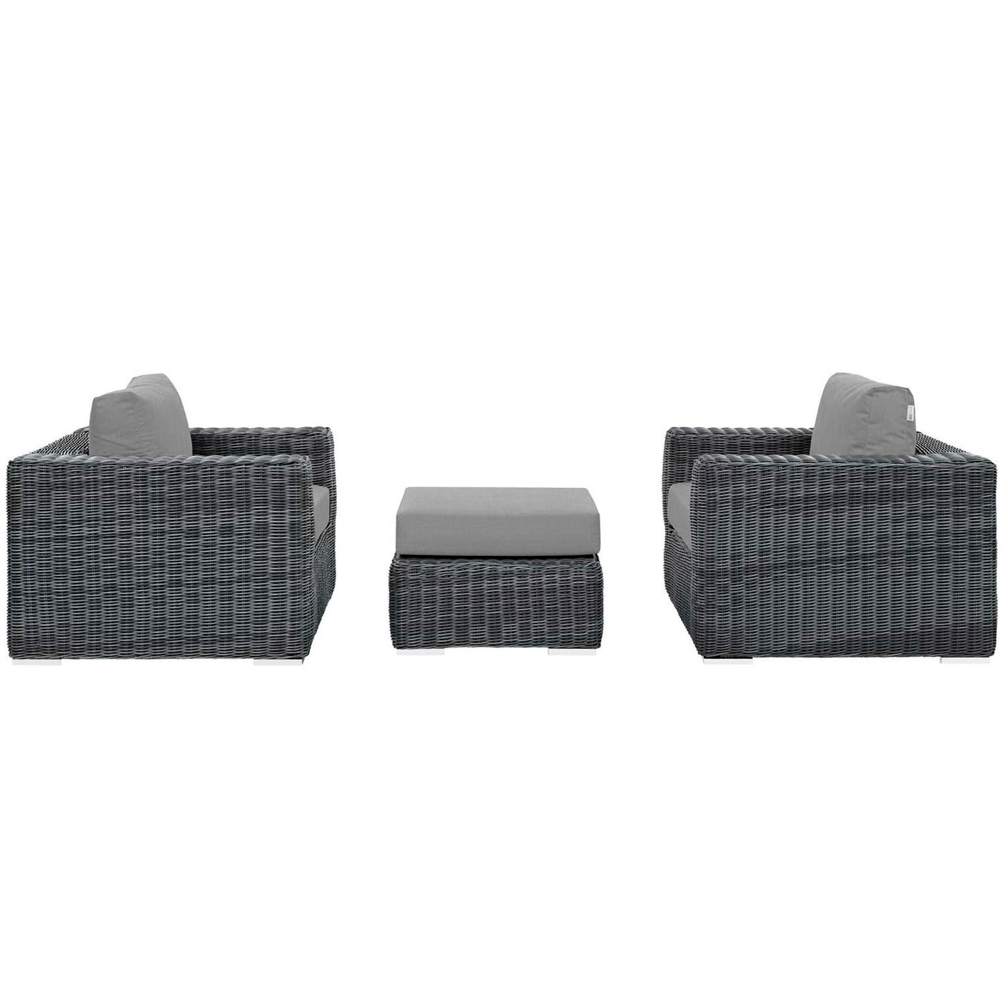 Summon 3 Piece Outdoor Patio Sunbrella Sectional Set in Canvas Gray by Modway (1905)
