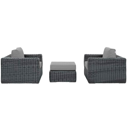 Summon 3 Piece Outdoor Patio Sunbrella Sectional Set in Canvas Gray by Modway (1905)