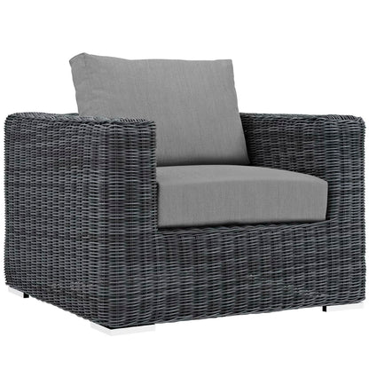 Summon 3 Piece Outdoor Patio Sunbrella Sectional Set in Canvas Gray by Modway (1905)