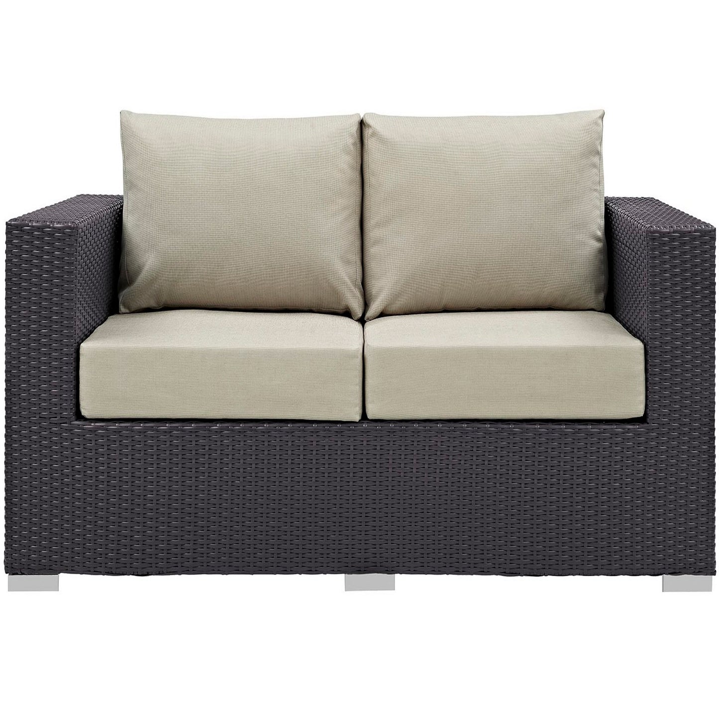 Convene 4 Piece Set Outdoor Patio with Fire Pit in Espresso Beige by Modway (EEI-3725)