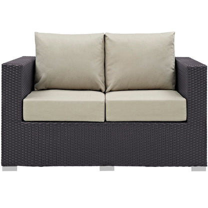 Convene 4 Piece Set Outdoor Patio with Fire Pit in Espresso Beige by Modway (EEI-3725)