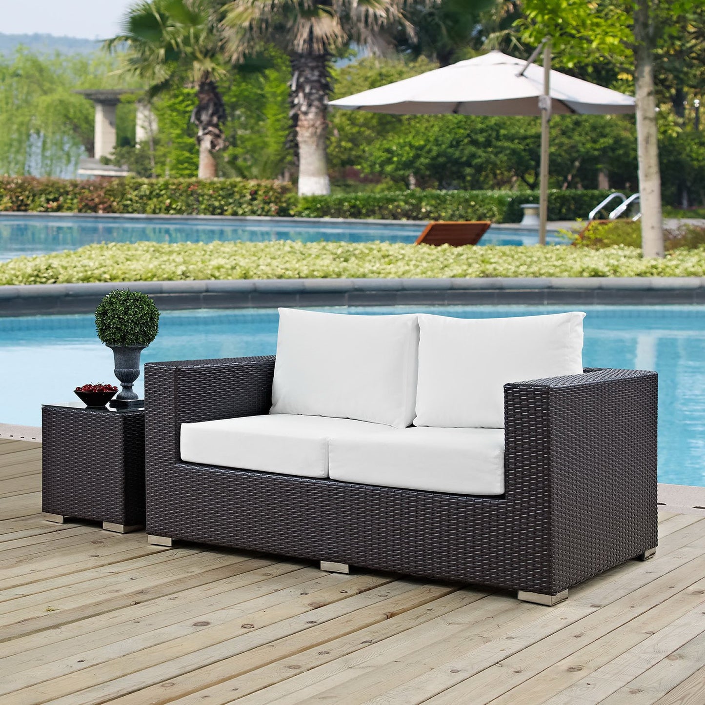 Convene Outdoor Patio Loveseat - Espresso White by Modway