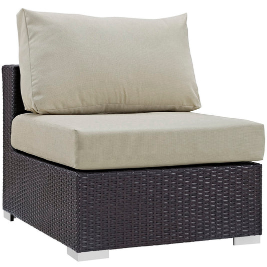 Convene Outdoor Patio Wicker Rattan Loveseat in Espresso Beige by Modway