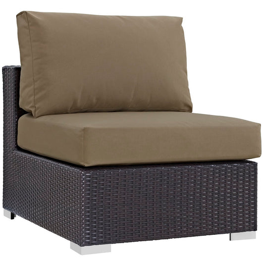 Convene Outdoor Patio Wicker Rattan Armless Chair (Espresso / Mocha) by Modway Outdoor Patio Armless Chair Modway 