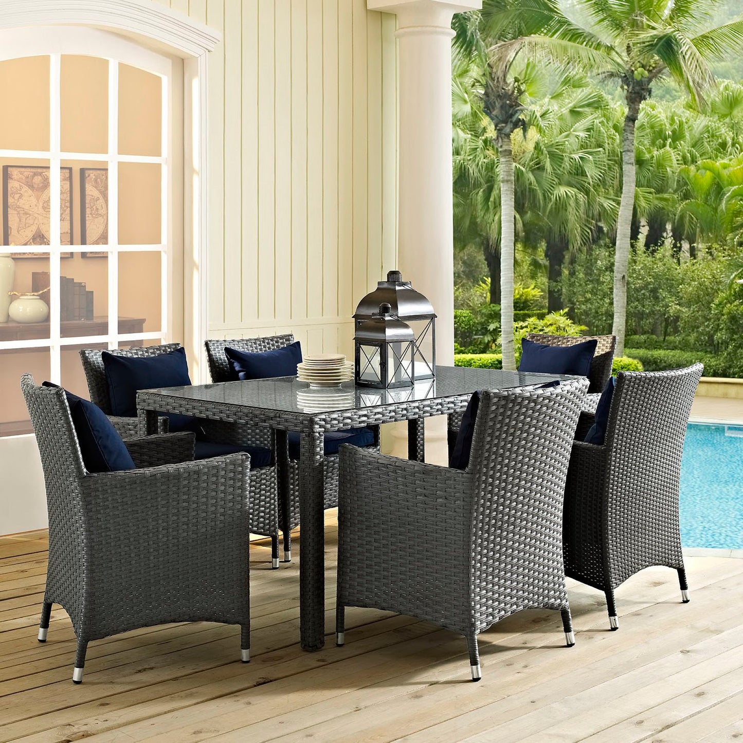 Sojourn 59" Outdoor Patio Dining Table in Chocolate by Modway (1934)