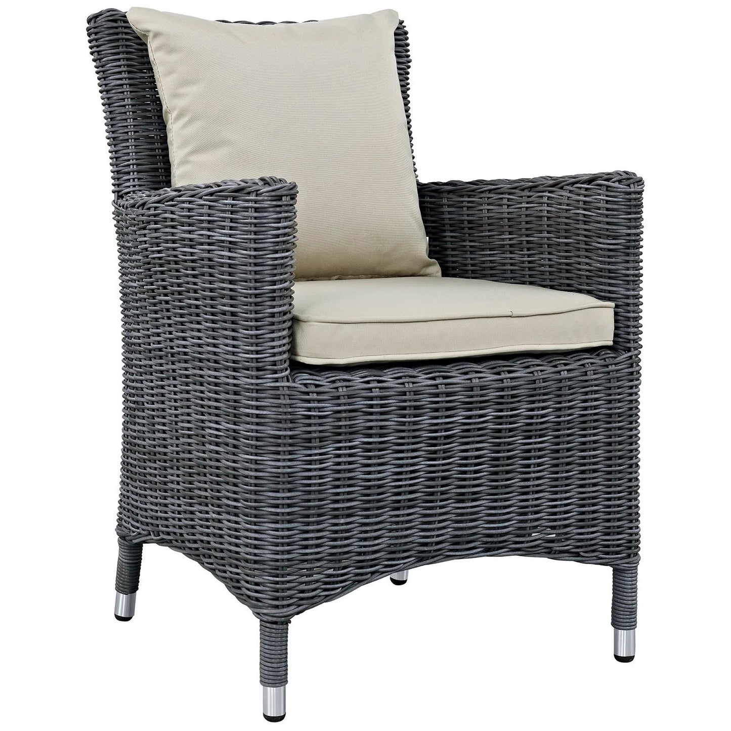 Summon Dining Outdoor Patio Sunbrella Armchair in Antique Canvas Beige by Modway (1935)