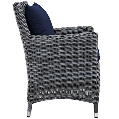 Summon Dining Outdoor Patio Sunbrella Armchair in Canvas Navy by Modway (1935)