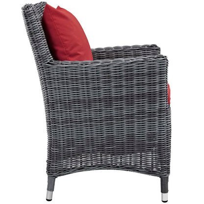Summon Dining Outdoor Patio Sunbrella Armchair in Canvas Red by Modway (1935)