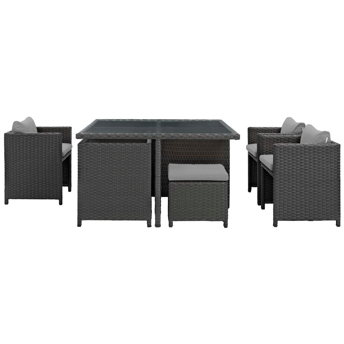 Sojourn 9 Piece Outdoor Patio Sunbrella Dining Set in Canvas Gray by Modway (1946)