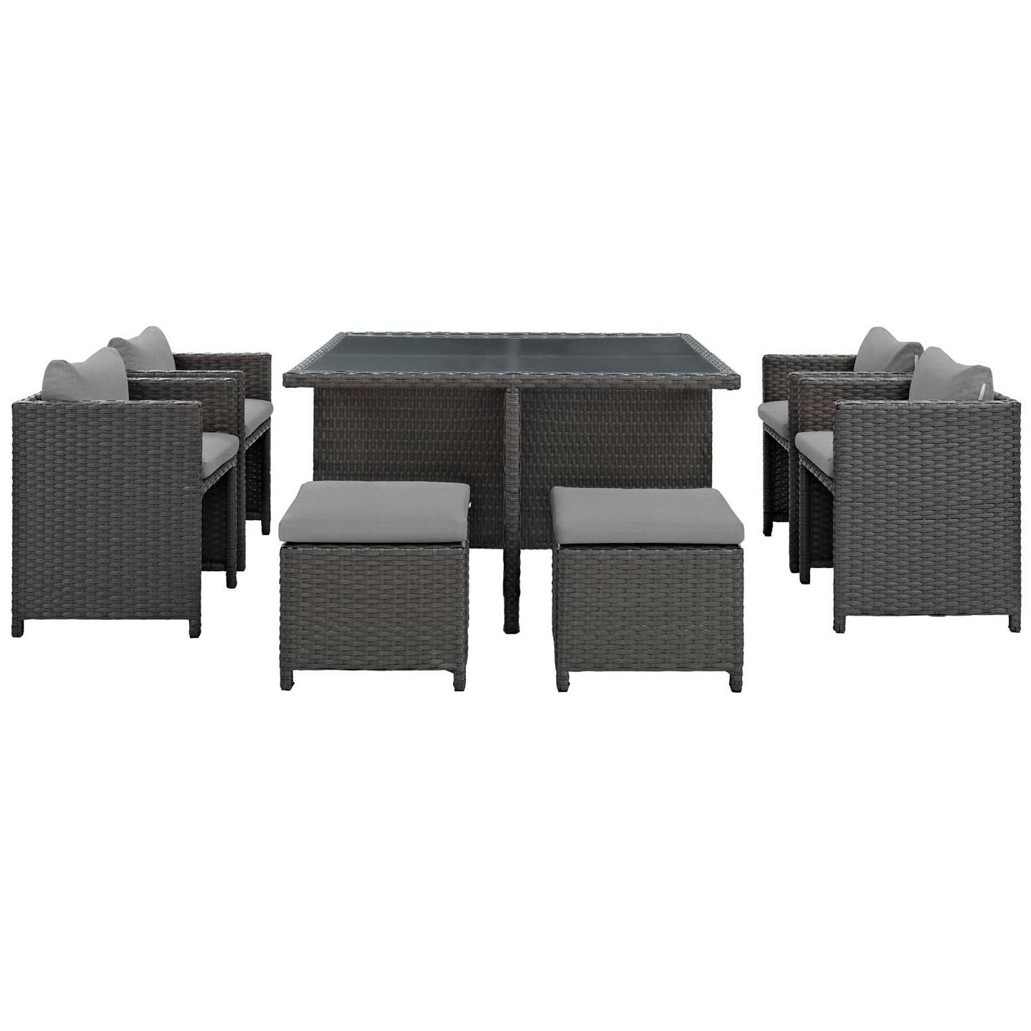 Sojourn 9 Piece Outdoor Patio Sunbrella Dining Set in Canvas Gray by Modway (1946)