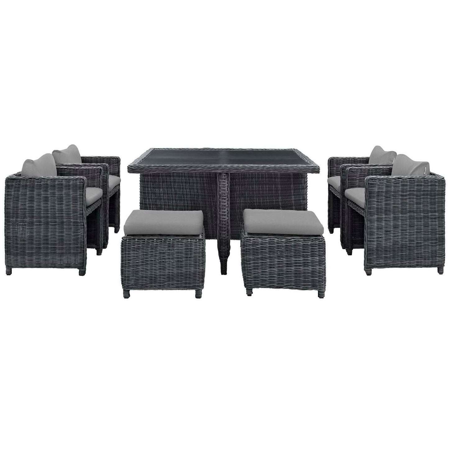 Summon 9 Piece Outdoor Patio Sunbrella Dining Set in Canvas Gray by Modway (1947)