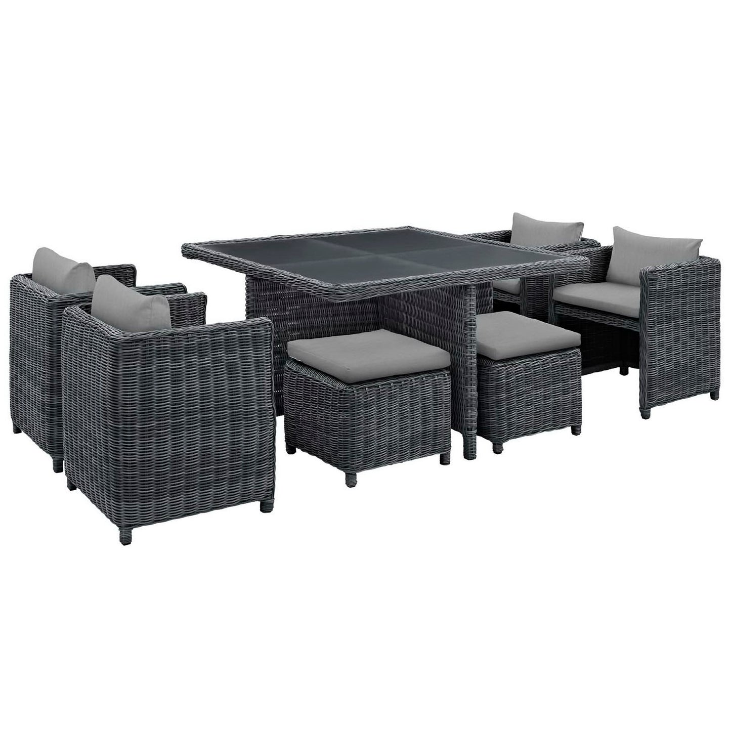 Summon 9 Piece Outdoor Patio Sunbrella Dining Set in Canvas Gray by Modway (1947)