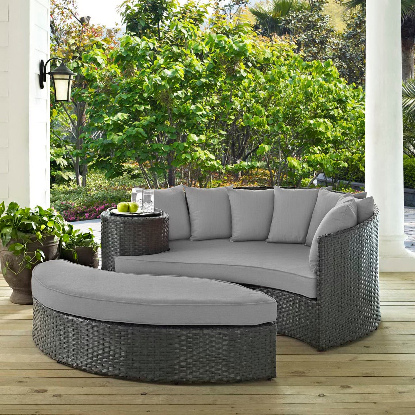 Sojourn Outdoor Patio Sunbrella Daybed in Canvas Gray by Modway (1982)