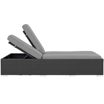 Sojourn Outdoor Patio Sunbrella Double Chaise in Chocolate Gray by Modway (1983)