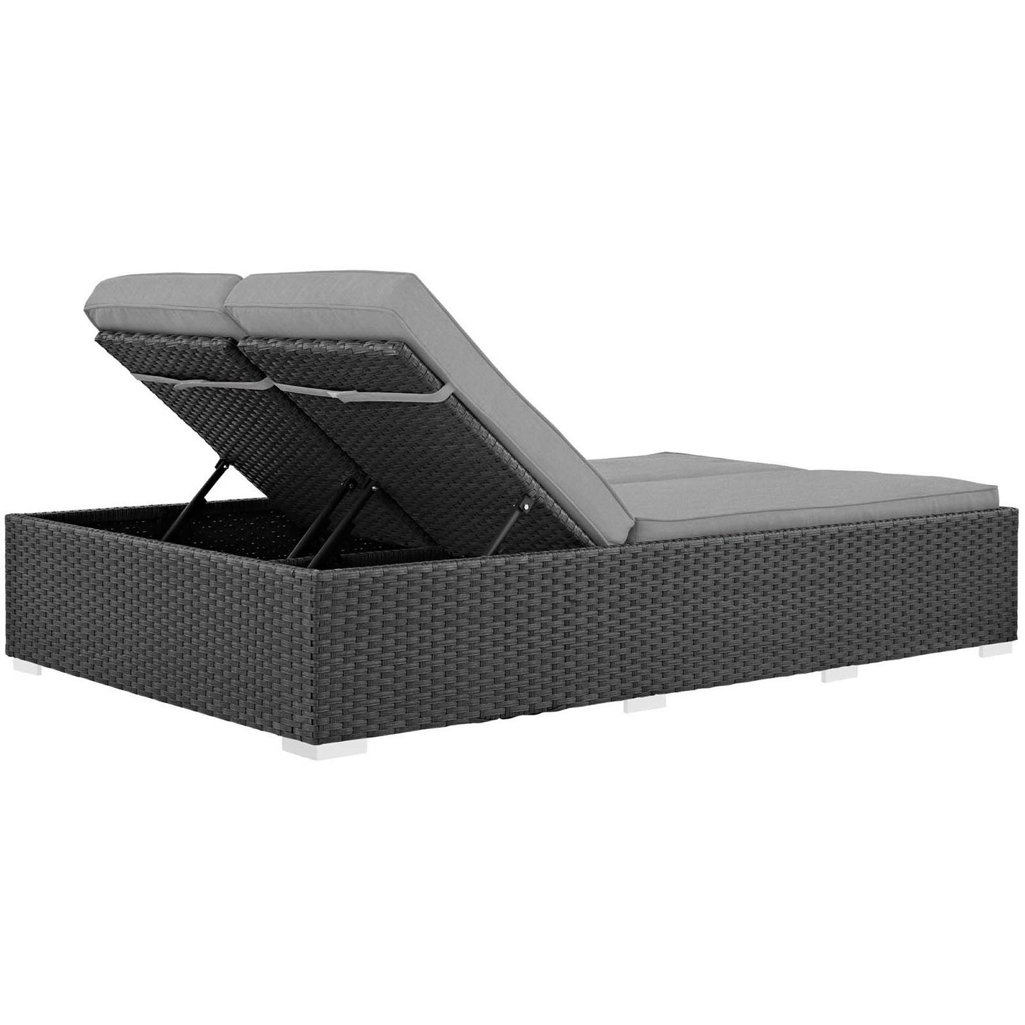 Sojourn Outdoor Patio Sunbrella Double Chaise in Chocolate Gray by Modway (1983)