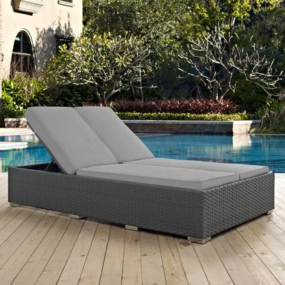 Sojourn Outdoor Patio Sunbrella Double Chaise in Chocolate Gray by Modway (1983)