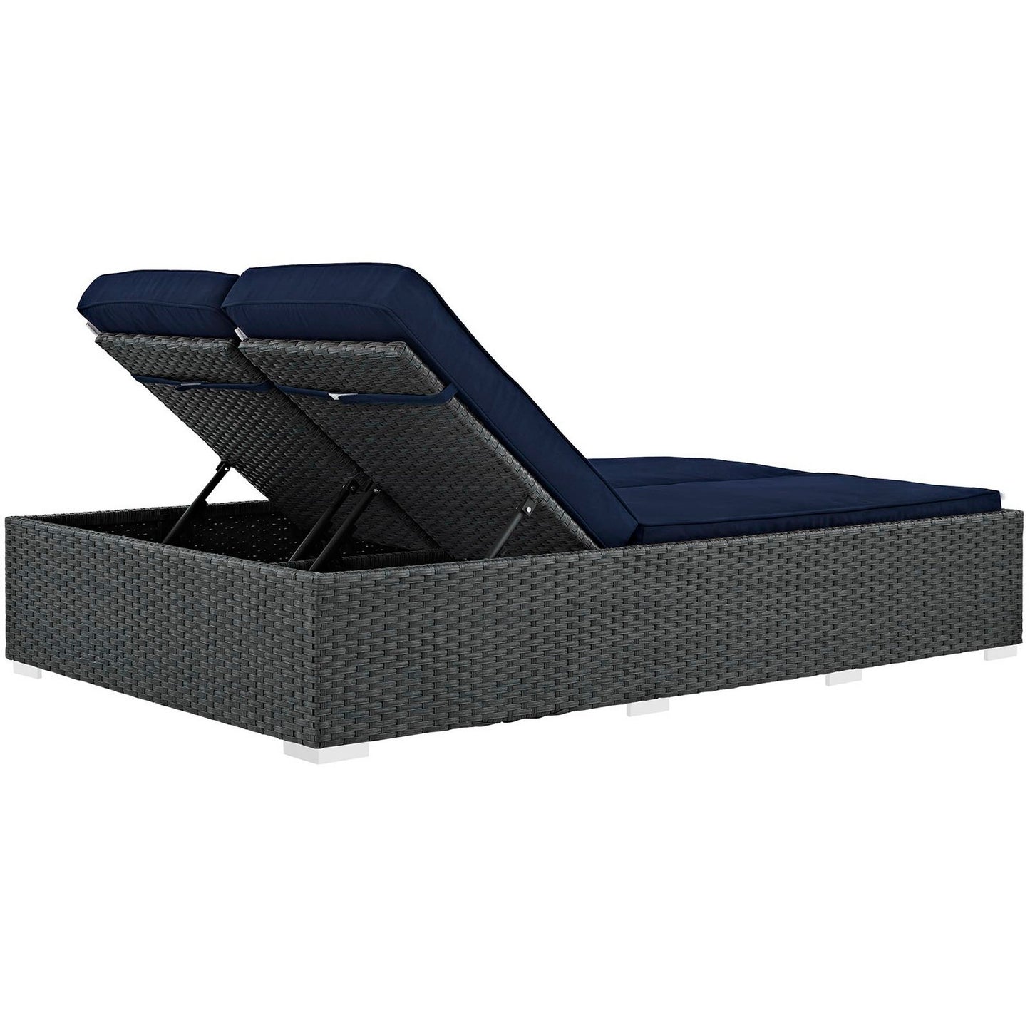 Sojourn Outdoor Patio Sunbrella Double Chaise in Chocolate Navy by Modway (1983)
