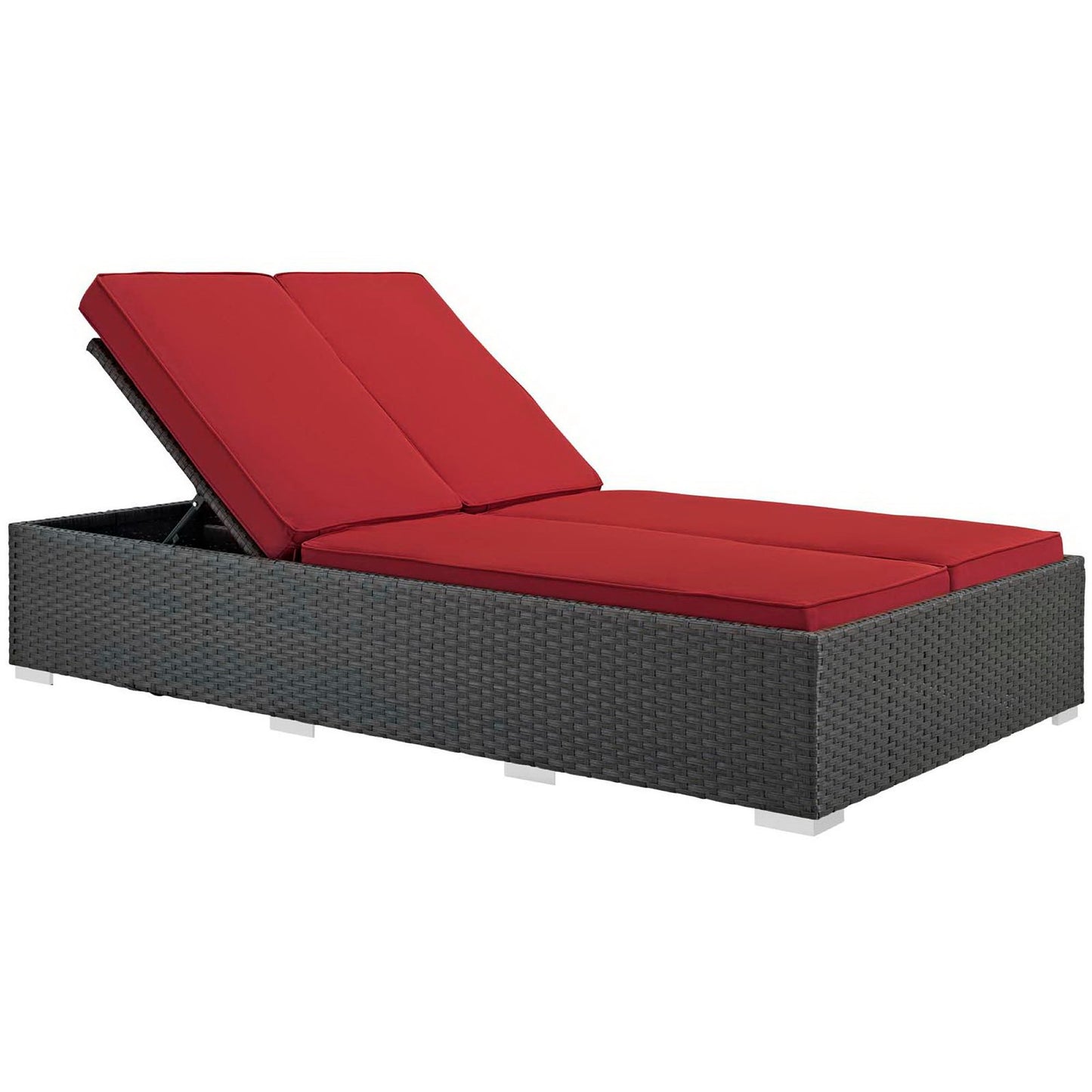 Sojourn Outdoor Patio Sunbrella Double Chaise in Chocolate Red by Modway (1983)