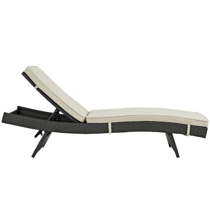 Sojourn Outdoor Patio Sunbrella Chaise in Antique Canvas Beige by Modway (1985)