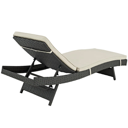 Sojourn Outdoor Patio Sunbrella Chaise in Antique Canvas Beige by Modway (1985)