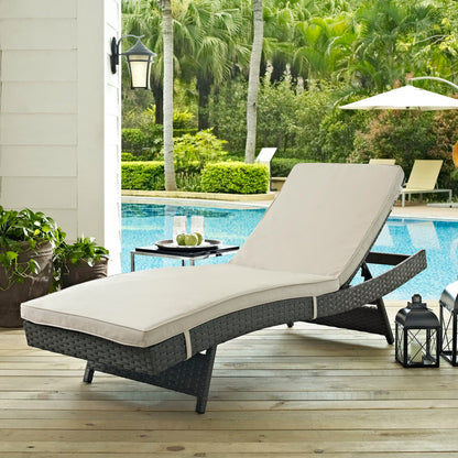 Sojourn Outdoor Patio Sunbrella Chaise in Antique Canvas Beige by Modway (1985)