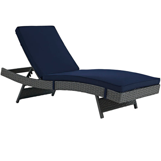 Sojourn Outdoor Patio Sunbrella Chaise in Canvas Navy by Modway (1985)